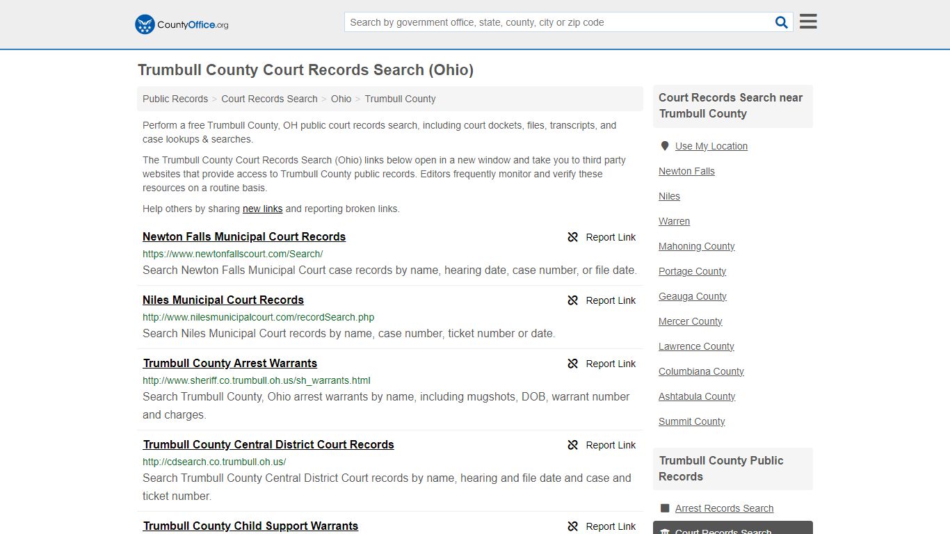 Court Records Search - Trumbull County, OH (Adoptions, Criminal, Child ...